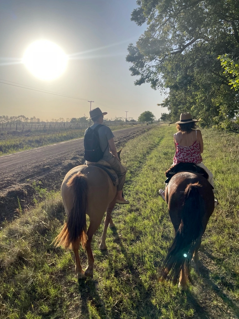 Janeke riding through the cattle