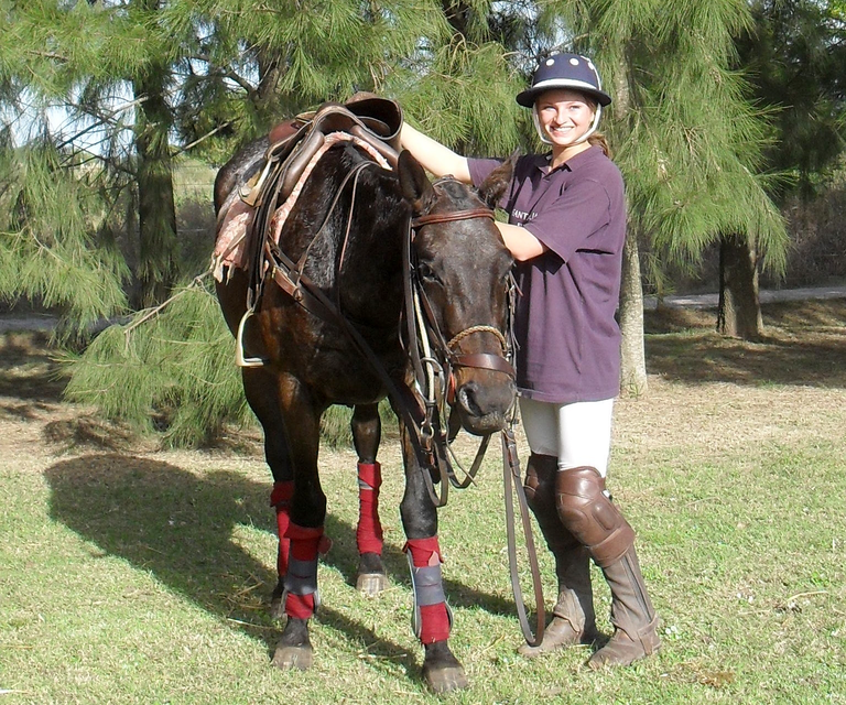 Vera gets ready for the polo game